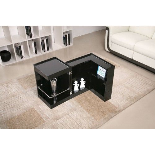 Modern veneer end table with storage and bar Modena