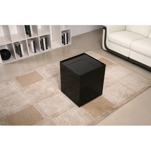 Modern veneer end table with storage and bar Modena