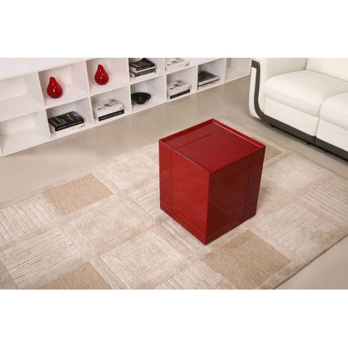 Modern veneer end table with storage and bar Modena