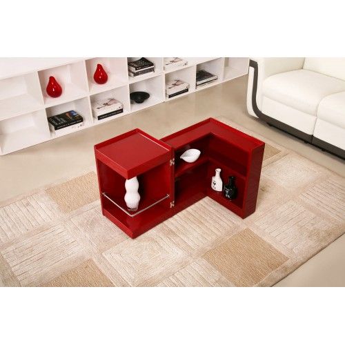 Modern veneer end table with storage and bar Modena