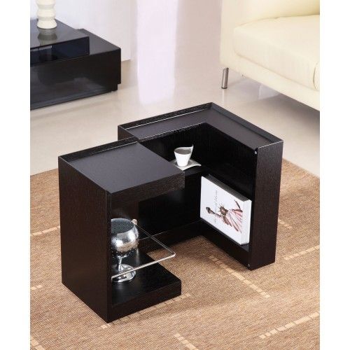 Modern veneer end table with storage and bar Modena