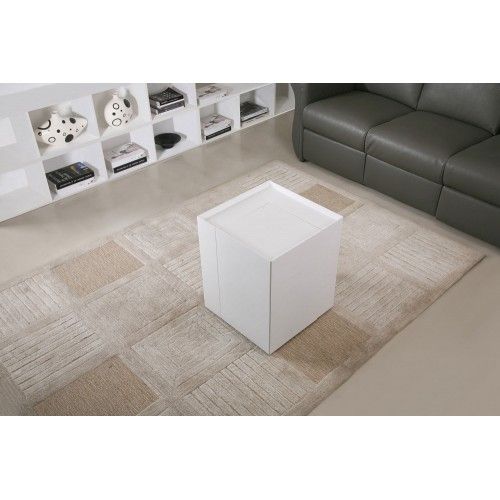 Modern veneer end table with storage and bar Modena