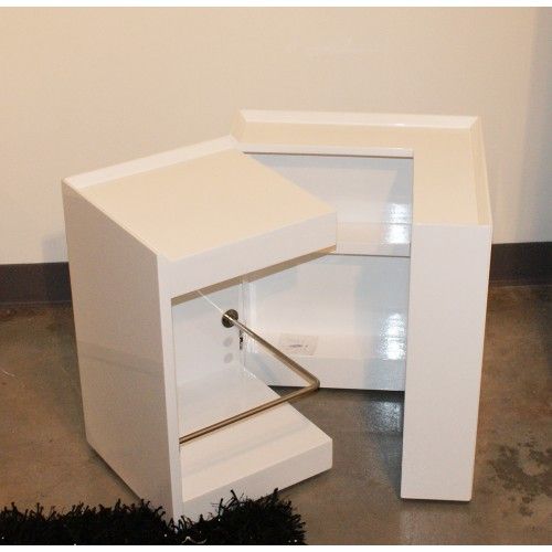 Modern veneer end table with storage and bar Modena