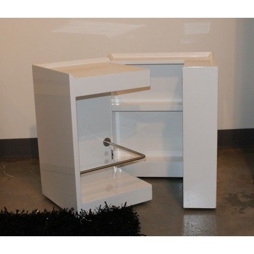 Modern veneer end table with storage and bar Modena