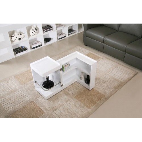 Modern veneer end table with storage and bar Modena