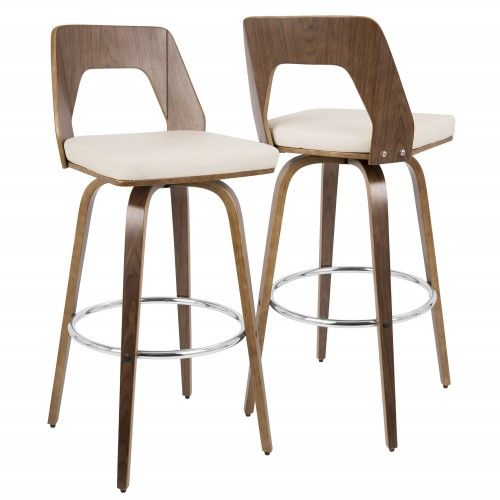 Mid-century Modern Bar stools in Walnut and Cream Trilogy LumiSource - 1