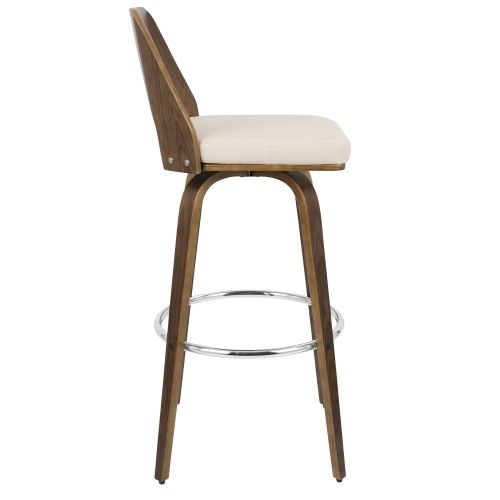 Mid-century Modern Bar stools in Walnut and Cream Trilogy LumiSource - 4