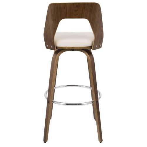 Mid-century Modern Bar stools in Walnut and Cream Trilogy LumiSource - 6