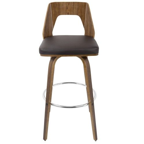 Set of 2 Mid-Century Modern Bar stool In Walnut And Brown Trilogy LumiSource - 3