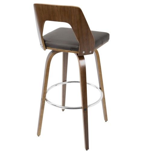 Set of 2 Mid-Century Modern Bar stool In Walnut And Brown Trilogy LumiSource - 5