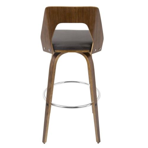 Set of 2 Mid-Century Modern Bar stool In Walnut And Brown Trilogy LumiSource - 6