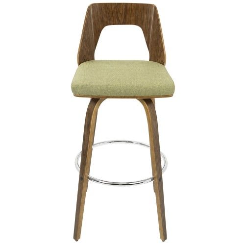 Set of 2 Mid-Century Modern Barstools in Walnut and Green Trilogy LumiSource - 3