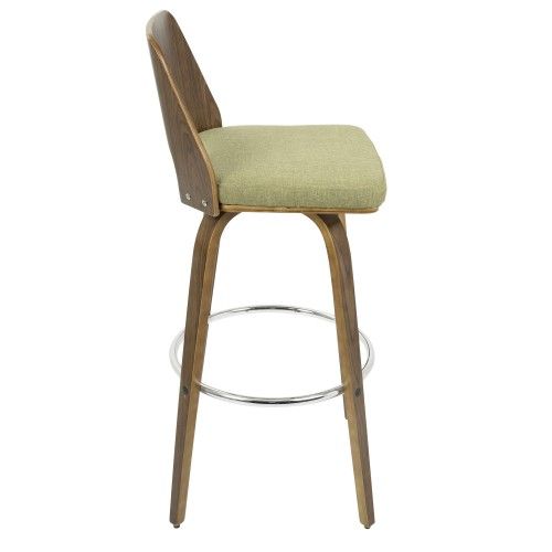 Set of 2 Mid-Century Modern Barstools in Walnut and Green Trilogy LumiSource - 4