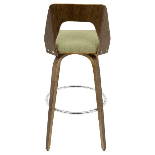 Set of 2 Mid-Century Modern Barstools in Walnut and Green Trilogy LumiSource - 6