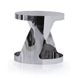 Modern chrome and glass round end table Stark