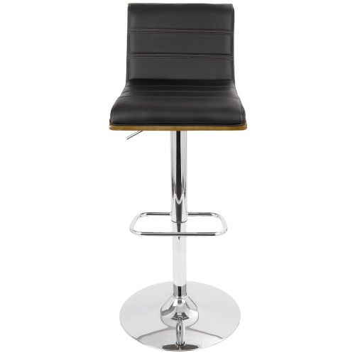 Height Modern Adjustable Bar stool in Walnut and Black Vasari LumiSource - 3