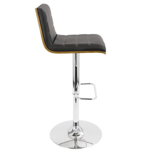 Height Modern Adjustable Bar stool in Walnut and Black Vasari LumiSource - 4