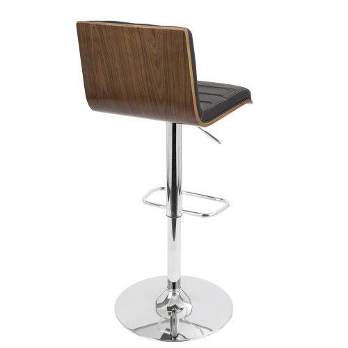 Height Modern Adjustable Bar stool in Walnut and Black Vasari LumiSource - 5