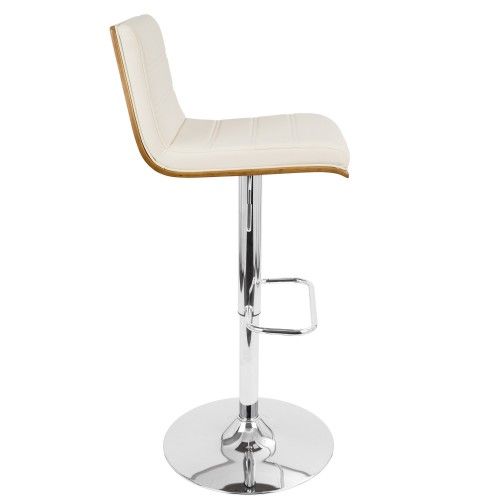 Modern Adjustable Bar stool in Walnut and Cream Vasari LumiSource - 4
