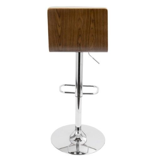 Modern Adjustable Bar stool in Walnut and Cream Vasari LumiSource - 6