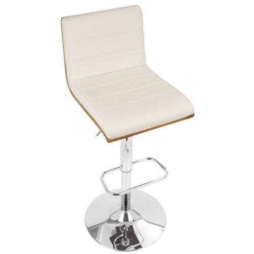Modern Adjustable Bar stool in Walnut and Cream Vasari LumiSource - 7
