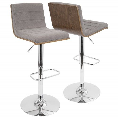 Adjustable Modern Bar stool in Walnut and Grey Vasari LumiSource - 2