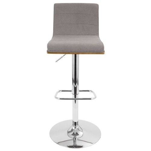 Adjustable Modern Bar stool in Walnut and Grey Vasari LumiSource - 3