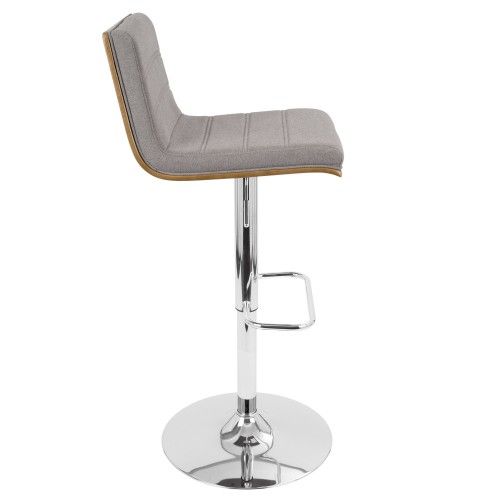 Adjustable Modern Bar stool in Walnut and Grey Vasari LumiSource - 4