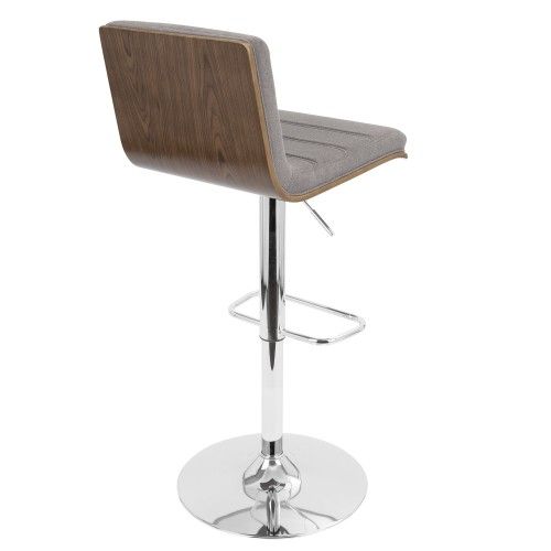 Adjustable Modern Bar stool in Walnut and Grey Vasari LumiSource - 5