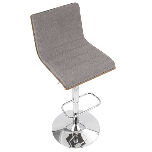 Adjustable Modern Bar stool in Walnut and Grey Vasari LumiSource - 7