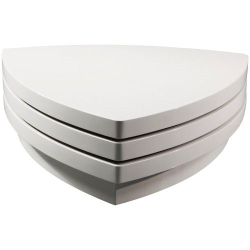 Modern White swivel Coffee Table with Storage Milky