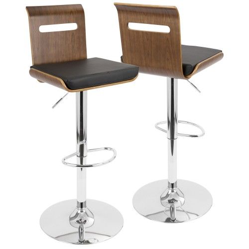 Adjustable Mid-century Modern Bar stool in Walnut and Black Viera LumiSource - 2