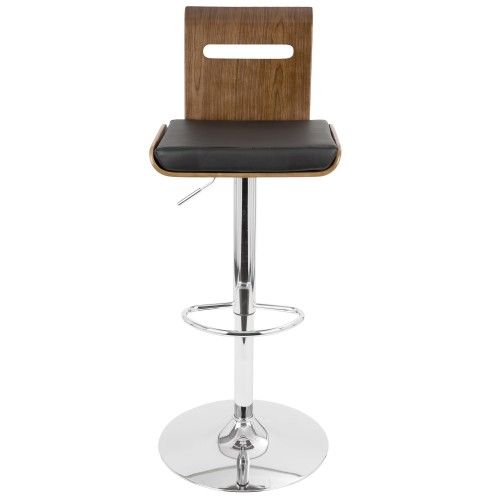 Adjustable Mid-century Modern Bar stool in Walnut and Black Viera LumiSource - 3