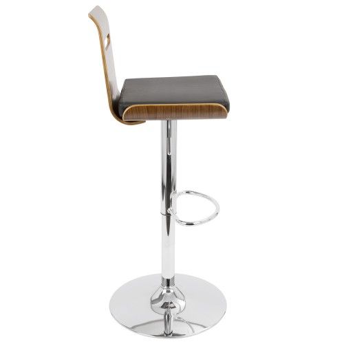 Adjustable Mid-century Modern Bar stool in Walnut and Black Viera LumiSource - 4