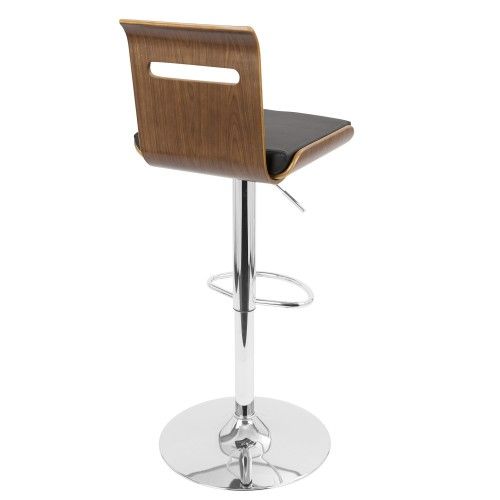 Adjustable Mid-century Modern Bar stool in Walnut and Black Viera LumiSource - 5