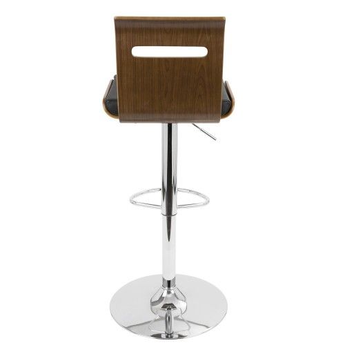 Adjustable Mid-century Modern Bar stool in Walnut and Black Viera LumiSource - 6