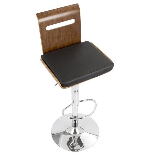 Adjustable Mid-century Modern Bar stool in Walnut and Black Viera LumiSource - 7