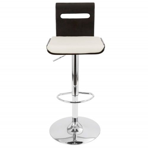 Adjustable Mid-century Modern Bar stool in Wenge and White Viera LumiSource - 3