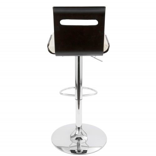 Adjustable Mid-century Modern Bar stool in Wenge and White Viera LumiSource - 5