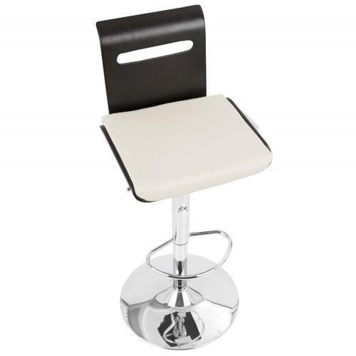 Adjustable Mid-century Modern Bar stool in Wenge and White Viera LumiSource - 6