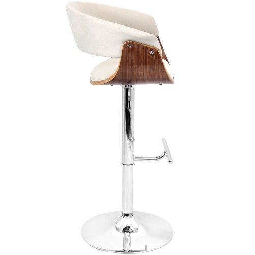 Adjustable Mid-century Modern Bar stool in Walnut and Cream Vintage LumiSource - 2