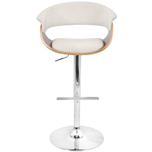 Adjustable Mid-century Modern Bar stool in Walnut and Cream Vintage LumiSource - 3