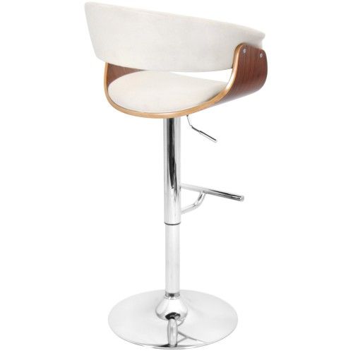 Adjustable Mid-century Modern Bar stool in Walnut and Cream Vintage LumiSource - 4
