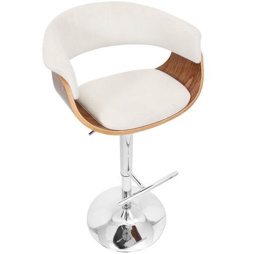 Adjustable Mid-century Modern Bar stool in Walnut and Cream Vintage LumiSource - 6