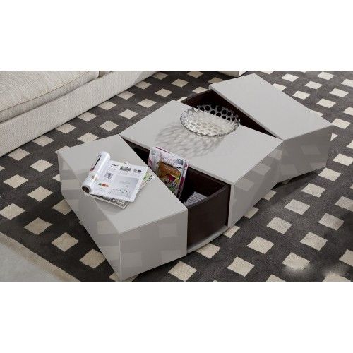 Modern White Extendable Coffee Table with Storage Desire