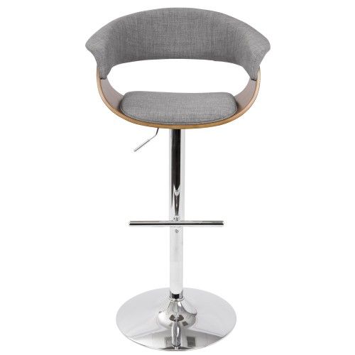 Mid-Century Modern Adjustable Barstool in Walnut and Light Grey Vintage LumiSource - 3