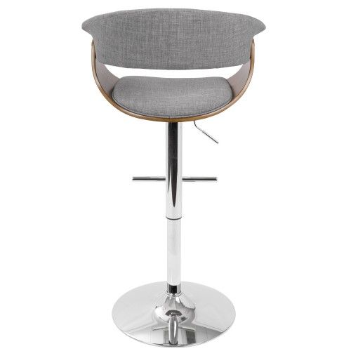 Mid-Century Modern Adjustable Barstool in Walnut and Light Grey Vintage LumiSource - 6