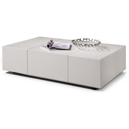 Modern White Extendable Coffee Table with Storage Desire
