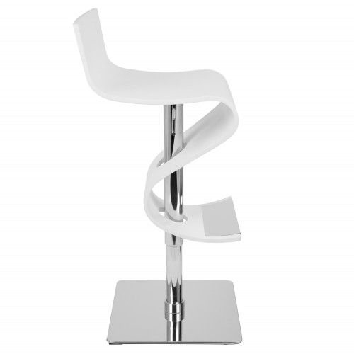 Height Adjustable Contemporary Barstool in White Viva LumiSource - 2