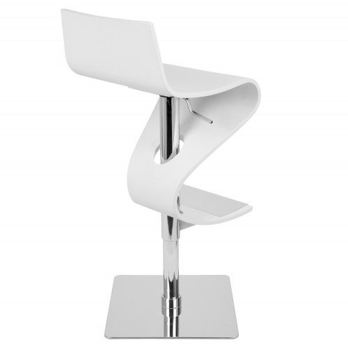 Height Adjustable Contemporary Barstool in White Viva LumiSource - 4